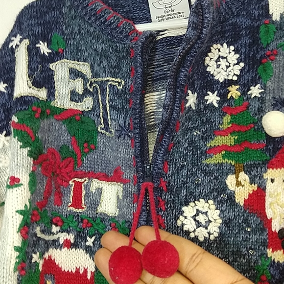 Tiara Girls Ugly Christmas Cardigan Sweater - Picture 4 of 6